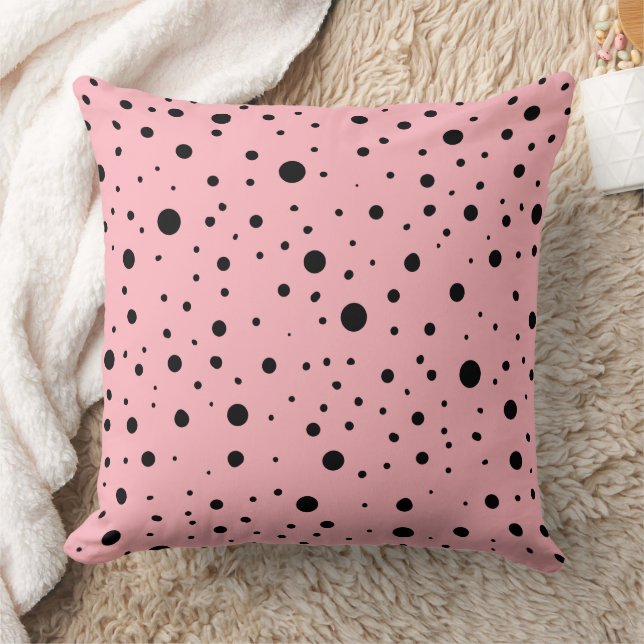 Trendy Light Pink and Black Throw Pillow (Blanket)