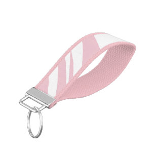 Trendy Light Pink And White Chic Modern Wrist Keychain