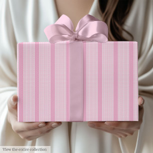 Trendy Light Pink Checkered Birthday Gift Wrap