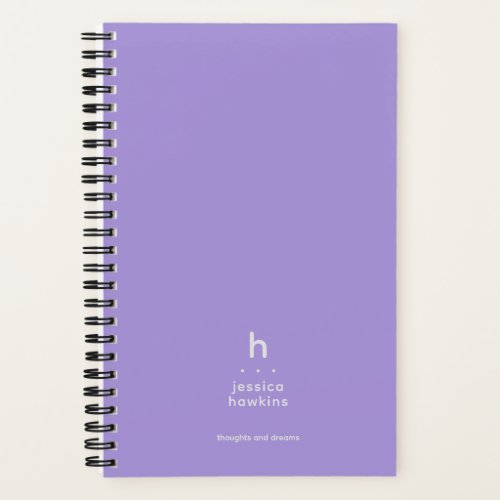 Trendy Light Purple Modern Monogram Notebook