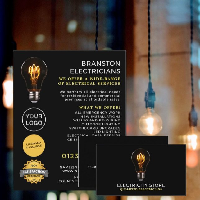 Trendy Lightbulb, Electrician Advertising Flyer (Creator Uploaded)