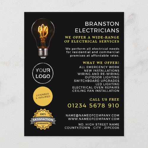 Trendy Lightbulb Electrician Advertising Flyer