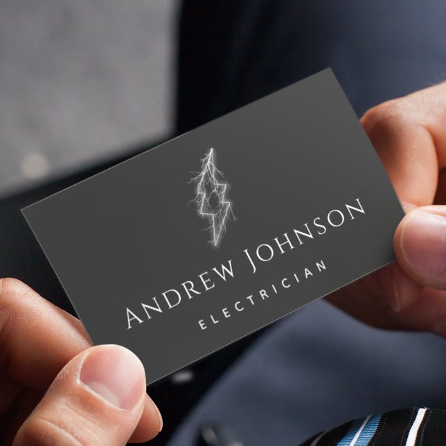 Trendy Lightning Electric Light Electrician Classy Business Card (Creator Uploaded)