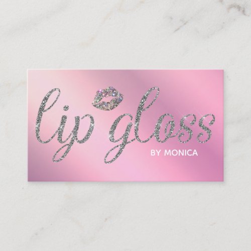 Trendy Lilac Glitter Lip Gloss Business Card