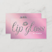 Trendy Lilac Glitter Lip Gloss Business Card (Front/Back)