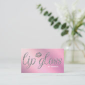 Trendy Lilac Glitter Lip Gloss Business Card (Standing Front)