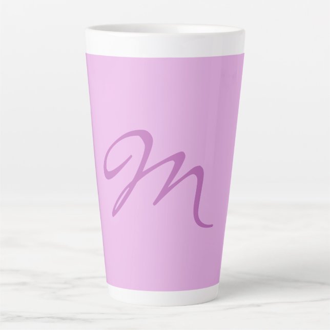 Trendy Lilac Orchid Color Monogram Initial Letter Latte Mug (Front)