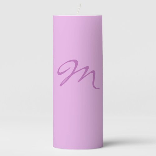 Trendy Lilac Orchid Color Monogram Initial Letter Pillar Candle