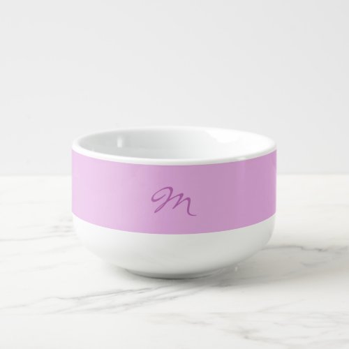 Trendy Lilac Orchid Color Monogram Initial Letter Soup Mug