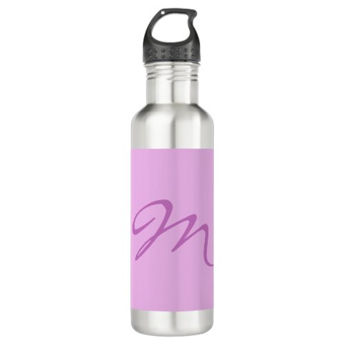 Trendy Lilac Orchid Color Monogram Initial Letter Stainless Steel Water Bottle