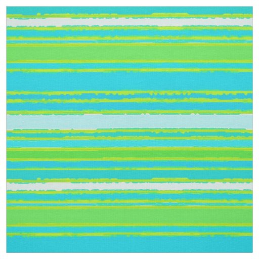 Trendy Lime Green Aqua Turquoise Stripes Pattern Fabric