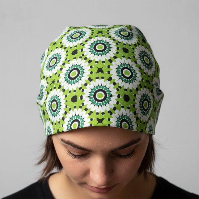 Trendy Lime Green & Black Geometric Kaleidoscope Bandana (Creator Uploaded)