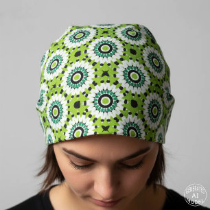 Trendy Lime Green & Black Geometric Kaleidoscope Bandana