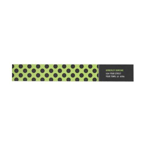 Trendy Lime Green  Black Polka Dot Wrap Around Label