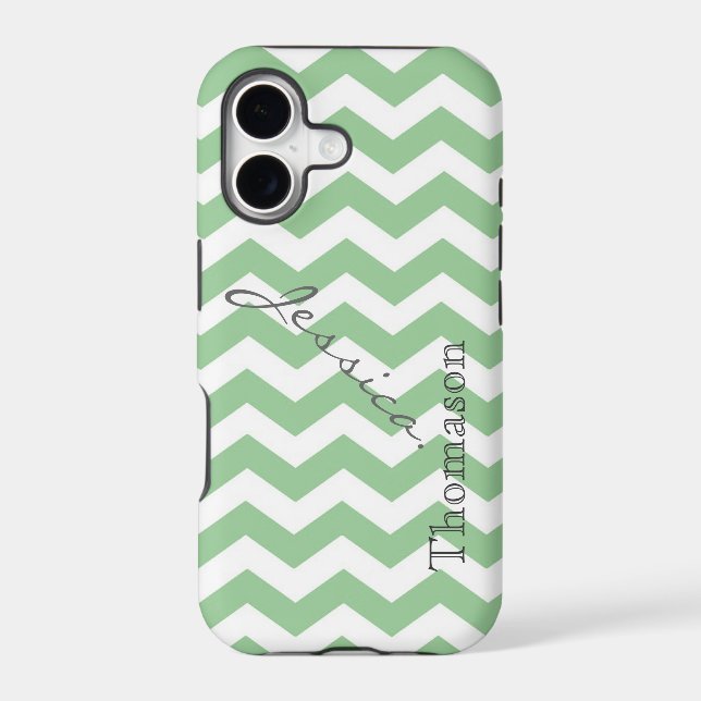 Trendy lime green chevron zigzag pattern, iphone case (Back)