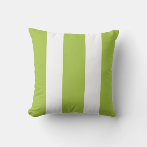 Trendy Lime Green White Cabana Stripes Outdoor Pillow