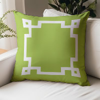 Trendy Lime Green White Greek Key Border