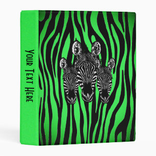 Trendy Lime Zebra  Herd on Zebra Print Mini Binder