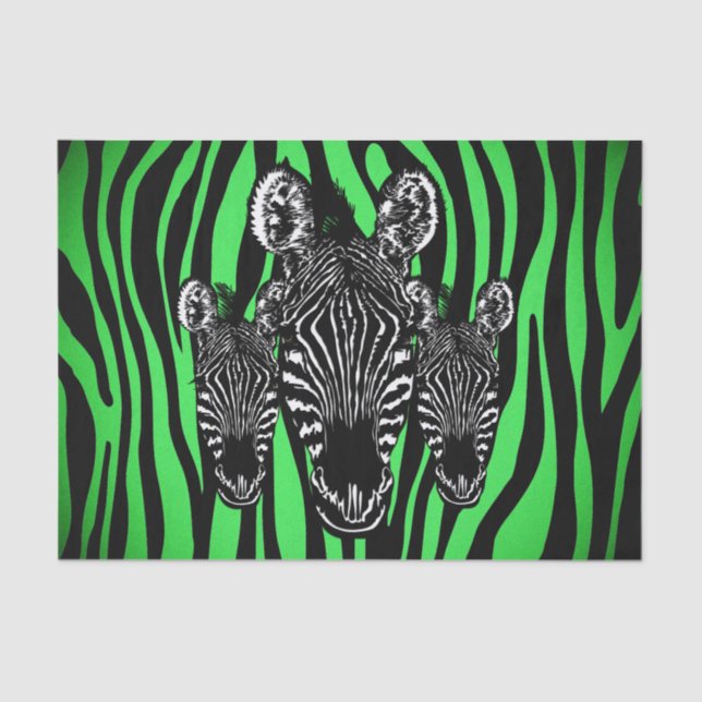 Trendy Lime Zebra  Herd on Zebra Print Tissue Paper (Front)