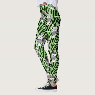 Trendy Lime Zebra Pattern Leggings