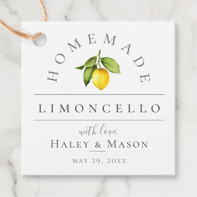 Trendy Limoncello Wedding Favor Tags (Front)