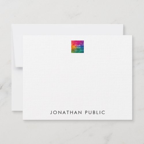 Trendy Linen Paper Upload Your Own Logo Custom Note Card