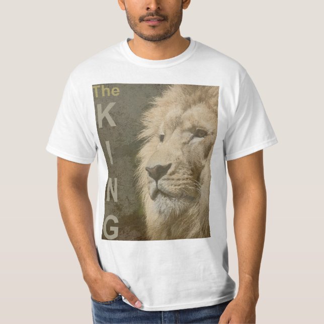 Trendy Lion Face White Template Mens Modern T-Shirt (Front)