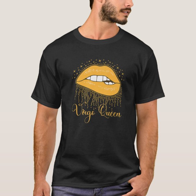 Trendy Lip Biting Virgo Queen Lips Drip Graphic De T-Shirt (Front)
