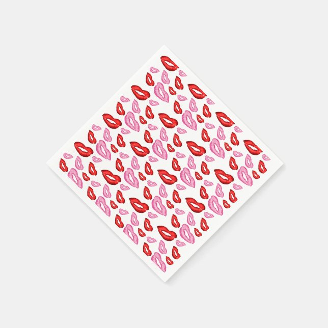 Trendy lipstick prints  paper napkins (Corner)