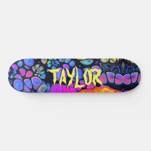 Trendy Liquid Cell Abstract Personalized Name Skateboard