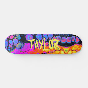 Trendy Liquid Cell Abstract, Personalized Name Vs2 Skateboard