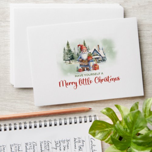 Trendy little gnome in winter village envelope