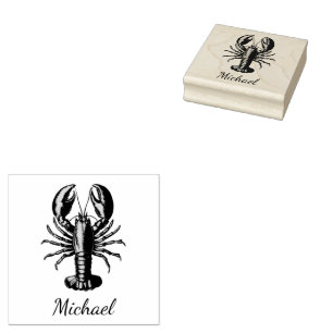 Trendy Lobster Personalized Rubber Stamp