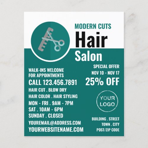 Trendy Logo Hair Stylist Hair Salon Advert Flyer
