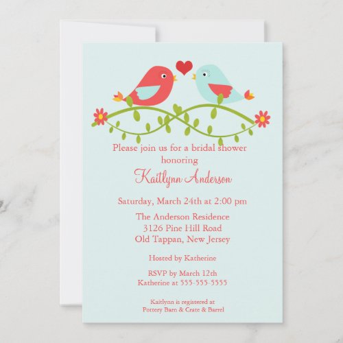 Trendy Love Birds Bridal Shower Invitation