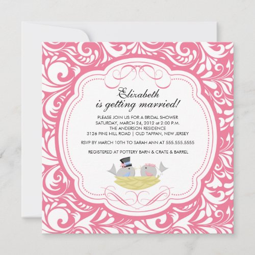 Trendy Love Birds Bridal Shower Invitation