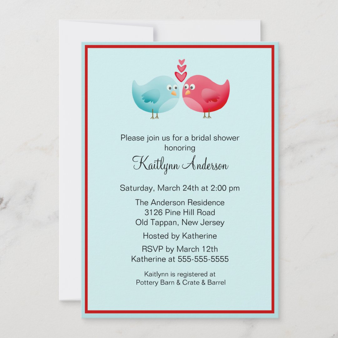 Trendy Love Birds Bridal Shower Invitation Zazzle