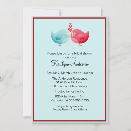 Trendy Love Birds Bridal Shower Invitation