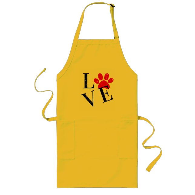 TRENDY LOVE DOG MOM PAW  LONG APRON (Front)