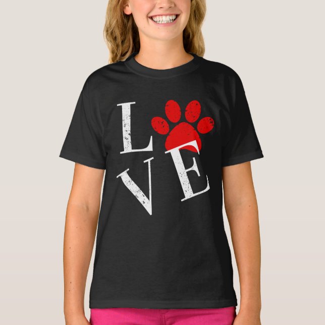 TRENDY LOVE DOG PAW  T-Shirt (Front)