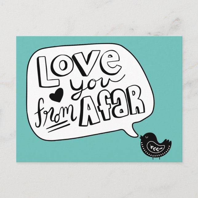 Trendy Love From Afar Scandinavian Bird Postcard (Front)