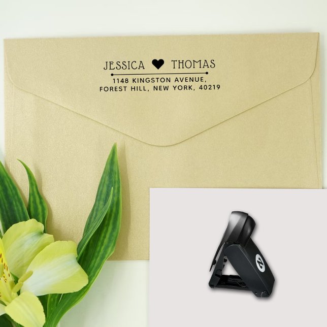 Trendy Love Heart Custom Name & Address Pocket Stamp (Creator Uploaded)