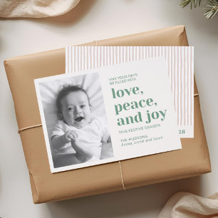Trendy Love Peace Joy Christmas Letterpress Card