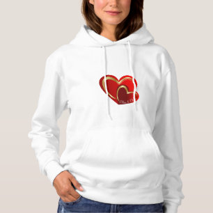 Trendy Love Red Heart Personalized Girlfriend Gift Hoodie
