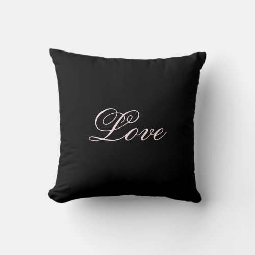 Trendy Love Wedding Calligraphy Script Black Throw Pillow