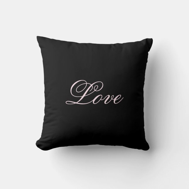 Trendy Love Wedding Calligraphy Script Black Throw Pillow (Front)