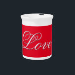 Trendy Love Wedding Calligraphy Script Red Beverage Pitcher<br><div class="desc">You can easily change the fonts and colors. You can also add your logo and the background image as you like.</div>