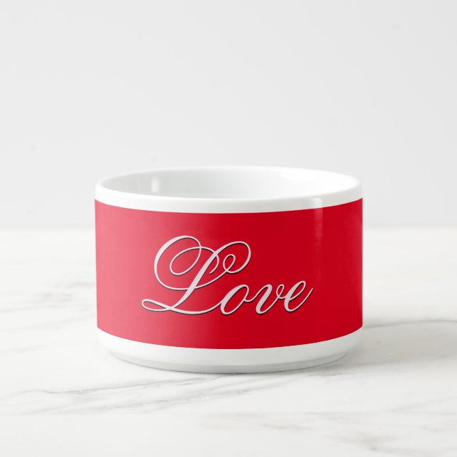 Trendy Love Wedding Calligraphy Script Red Bowl (Center)