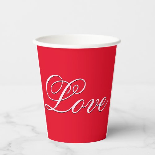 Trendy Love Wedding Calligraphy Script Red Paper Cups