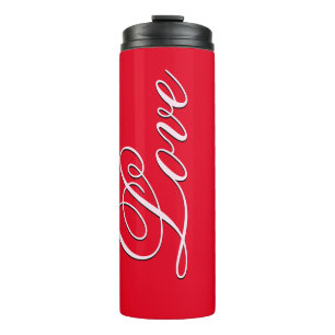 Trendy Love Wedding Calligraphy Script Red Thermal Tumbler